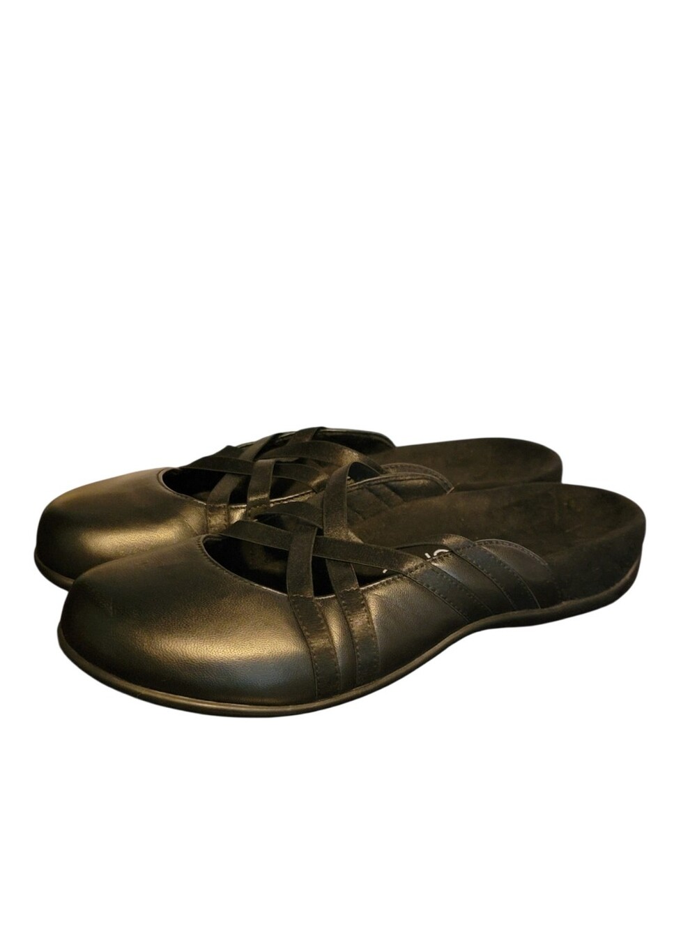 VIONIC Claire Comfort Leather Mule Shoes Black Size 8